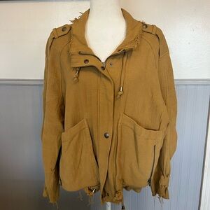 Blank NYC Gold Cotton Voile Utility Gauze Jacket